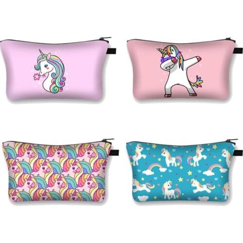 Unicorn Printing Cosmetic Bag Multicolor Rainbow Horse Pattern Cute Cosmetics Pouchs For Travel Ladies Pouch Women Makeup Bag
