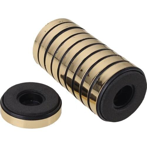 40mm x 10mm Round Isolation CD Player Audio Speaker Anti Vibration Feet Pad Stand Gold Pack of 10