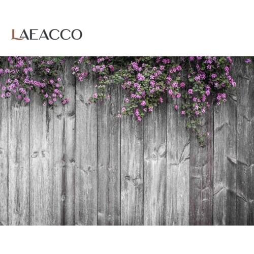 Laeacco Dark Plank Wooden Board Spring Flower Tassel Party Baby Child Scenic Photographic Background Photo Backdrop Photo Studio