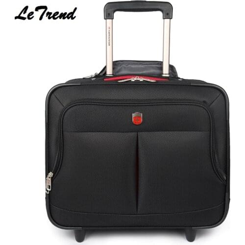 LeTrend New High Quality Nylon Travel Multi-function Luggage Hand Trolley Men Boarding Suitcase Large Capacity Travel Luggage