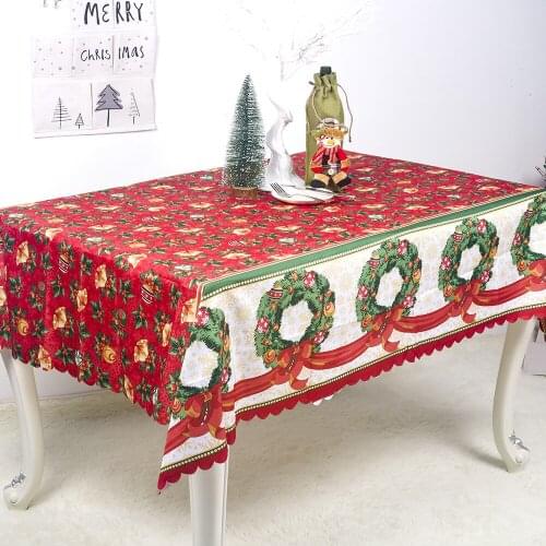 New Christmas Polyester Printed Tablecloth New Year Table Covers Anti-fouling Santa Tablecloth Christmas Decorations 150x180cm