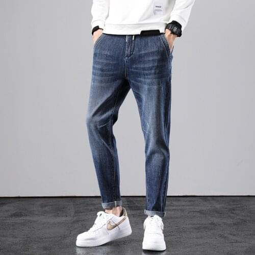 New Loose Hole Men Jeans Fashion Straight Casual Trousers High Quality Light Color Mens Denim Pants