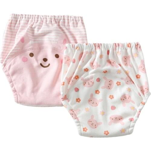 Wholesale 100 Pcs Baby Training Pants 4-Layer Gauze Newborn Diaper Pants Pure Cotton Washable Leak-Proof Diaper Pants 2 Pack