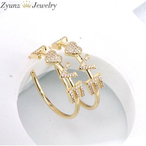 5 Pairs, Minimalist Crystal Zircon Love Stud Earrings For Women Letter Love Golden Earrings Pendientes Mujer Brinco Jewelry