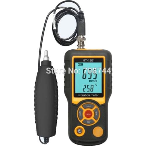 HT-1201 Portable LCD Vibration Analyzer Tester Meter Vibrometer Gauge Tester Analyzer 0.1-199.9m/s Vibration Tester Analyzer
