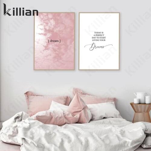 Pink White Korean Art Wall Sticker Print Poster Dream Text Simple Wallpapers Living Room Bedroom Room Decoration Accessories