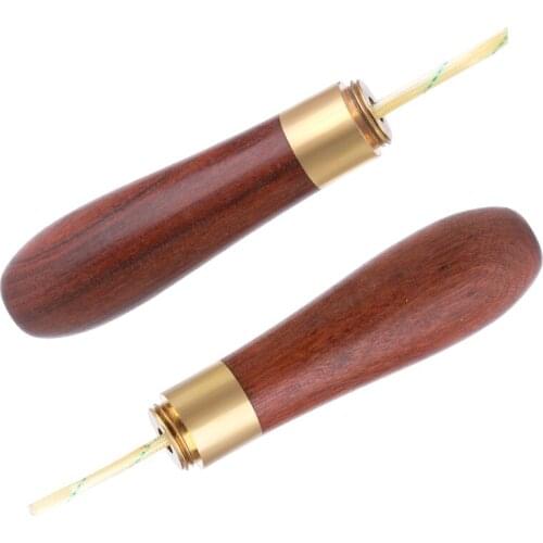 LMDZ Sewing Awl with Diamond Shape Blade 2 Sizes of Mahogany Handle Leather Sewing Awl Hand Sewing Awl for Leather Sewing Craft