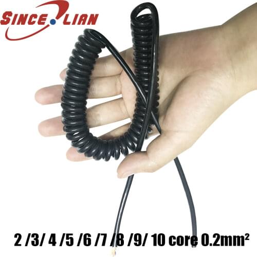 Spiral Cable Copper Cord Telescopic Wire Cable 2p 3p 4p 5p 6p 7p 8p 9p 10 core Multicore 0.2mm2 Square TPU Electric Cable