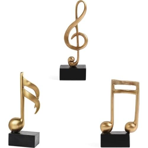 Resin Musical Note Statue Figurines Tabletop Musical Sculpture Crafts Home Office Decoration Music Note Miniatures