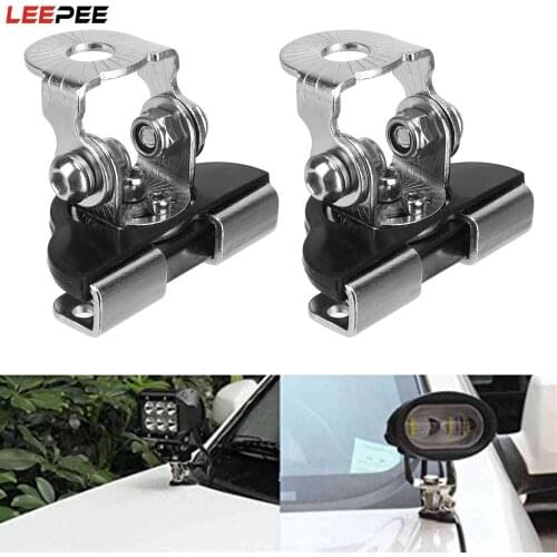 Led Work Light Bar Mounting Clamp Metal Bracket Holder Auto Replacement Parts Universal Car Engine Hood Cover 1pair