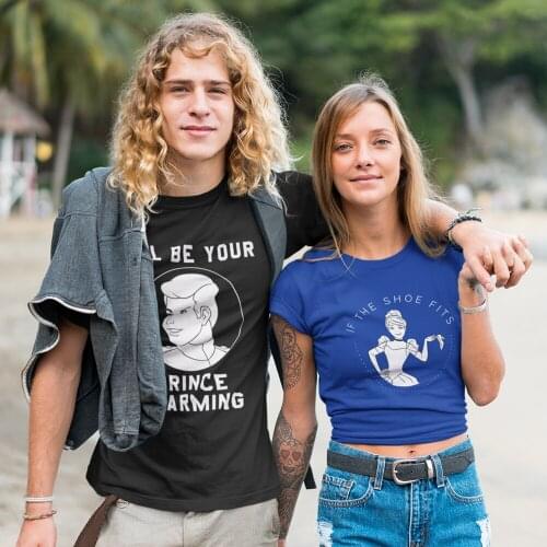 IF THE SHOE FITS I'LL BE YOUR PRINCE CHARMING Disney Cinderella T-Shirt Women Summer Cartoon Lovers Casual Tee Tops