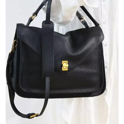 New messenger bag female commuter shoulder bag crossbody bag head layer cowhide large capacity bag