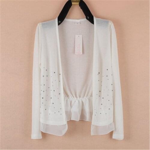 2020 Summer large size womens long-sleeved ultra-thin air conditioning short coat stars womens knit cardigan PZ2463