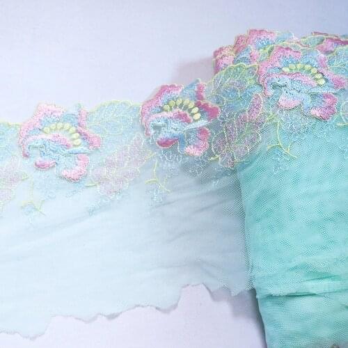 1meter 19cm Wide White Mesh Red flowers embroidered lace trims Lingerie bra Dress Sleeve decoration DIY embroidery Lace Fabrics