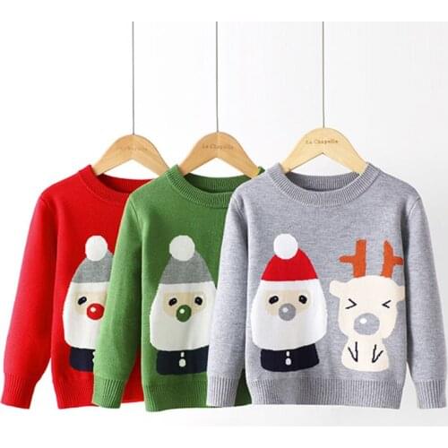 1Pc Christmas Childrens Sweater Santa Claus Elk Pullover Boys Long Sleeve Girls Cartoon Casual Bottoming Sweater Baby Clothing