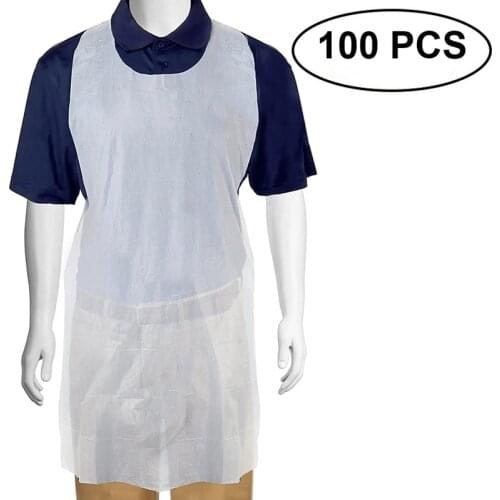 100pcs/set White Disposable Cleaning Apron Easy Use Kitchen Aprons For Women Men Kitchen Cooking Apron Thin Accessories Cooking