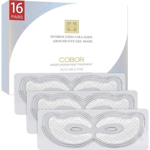 COBOR 16 Pairs Hydro Collagen Eye Mask Crystal Eye Patches Anti-Aging Around Eye Pads for Wrinkles Dark Circles Bags Moisturize