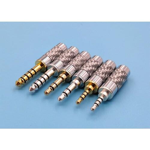 2.5mm 3.5mm 4.4mm Headphones Jack Plug Carbon Fiber Gold Plated Silver Plated Balanced DIY Headphones Jack