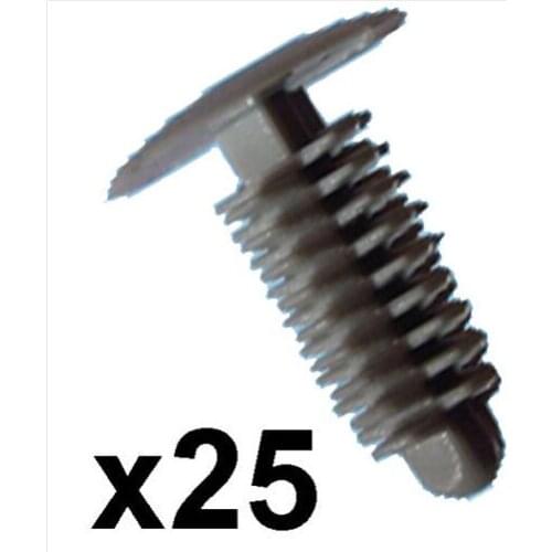 25x For Grey Car Panel Trim Clips- 6-7mm hole- 14mm Head