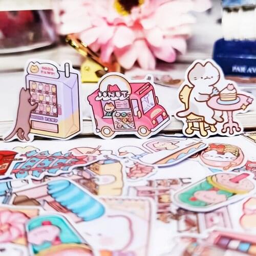 39pcs Creative Cute Self-made Cat shop DIY Stickers Diary Album Decoration scrapbooking child stationery stickers kawii