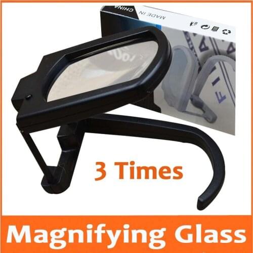 3X Black Pocket Standing Style Illuminated Desktop Reading Magnifying Glass Mobile Phone Repair Magnifier with 2pcs LED Lamps