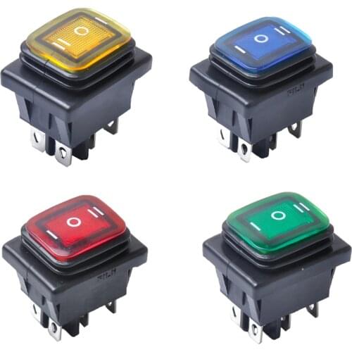 4pcs 6 Pin On/Off/On 3 Position Rocker Power Switch With Backlight