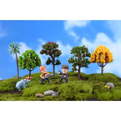 8pcs/lot Mini Tree Terrarium Figurines Garden Miniature Resin Craft Home Garden Decoration Micro Landscape Bonsai Plant KS 030