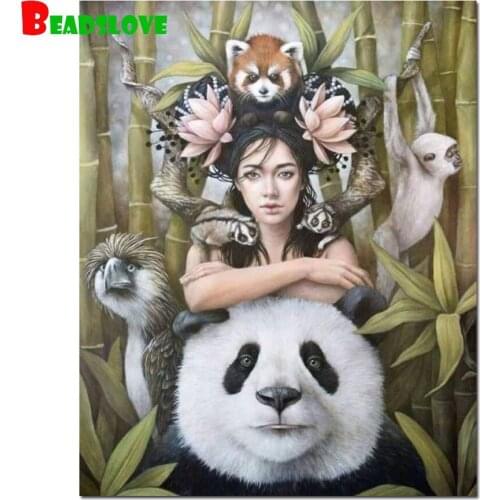 5d diy diamond painting bamboo animals girl panda diamond embroidery 5D rhinestone mosaic diamond inlaid pattern