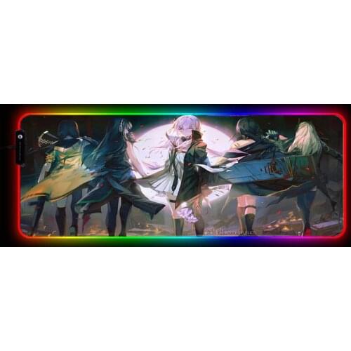 Anime Girls Frontline RGB Gaming Mouse Pad Large Computer Mouse Pad Gamer XXL Mousepad Backlight Mause Pad Keyboard Desk Mat