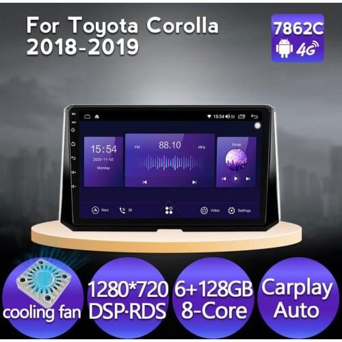 DSP RDS 4G LTE 6+128G Android 11 Car Radio Player For Toyota Corolla 2018 2019 GPS Navigation Head Unit Carplay Auto Cooling Fan