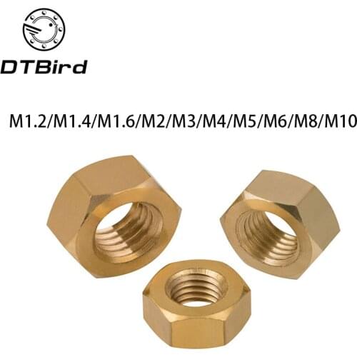 Free shipping 50Pcs DIN934 M1.2 M1.4 M1.6 M2 M2 M3 M4 M5 M6 M8 M10 Brass Copper Hexagonal Hex Nut 2017