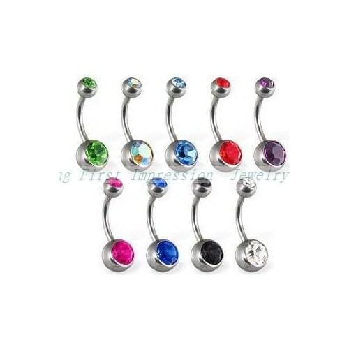 Free Shipping Navel Piercing Hot Sale Double Gem Belly Ring Jewelry Body 100pcs/Lot Mixed Style Wholesale Nave