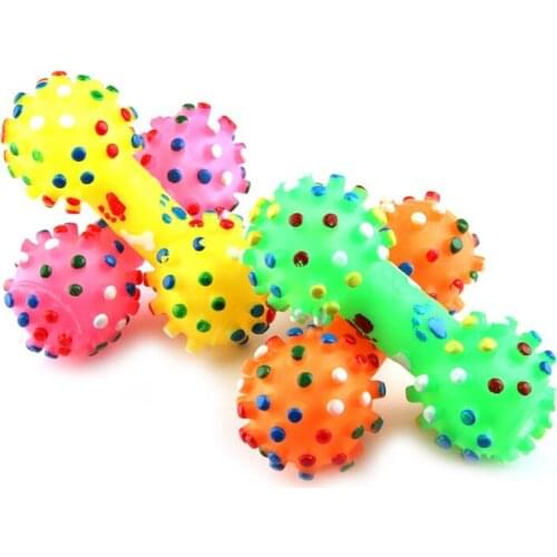 Large Rubber Dumbbell Pet Dog Toys Chew Squeaker Pet Cat Puppy nteractive Sound Toys Polka Squeaky Toy Training Toy