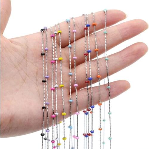 1 Meter Handmade Gold Wire Wrapped Rosary Chain stone Beads Chains for Jewelry Making DIY Necklace Bracelet Anklet Accessories