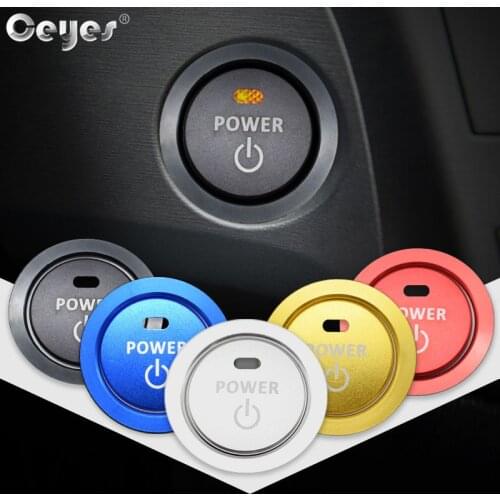 Ceyes Car Accessories For Toyota Camry Corolla CHR Rav4 Prius Auto Start Stop Engine Ignition Power Button Ring Covers Stickers