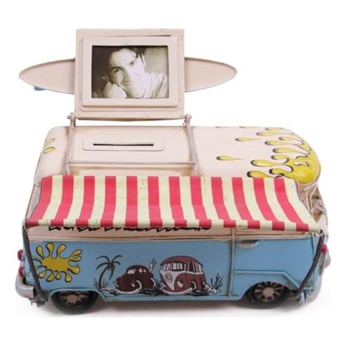 Decorative Metal Minibus Framed Piggy Bank- Trinket, Miniature, Gift, Nostalgic, Vintage, handmade Hand Painted, Quality Durable
