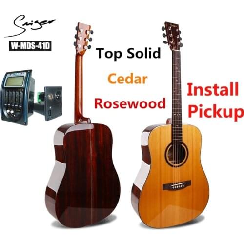 Guitar Solid Cedar Rosewood Electric Steel-String 41 Inches D-Body Guitarra 6 Strings Folk Pop Cutaway Guitars Install Pickup