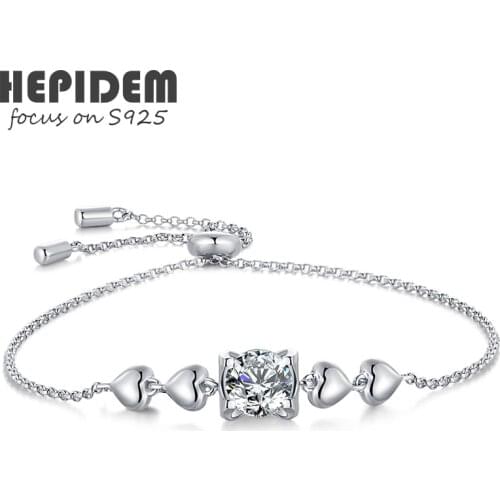 HEPIDEM 100% Really 0.5ct D Moissanite 925 Sterling Silver Bracelets 2021 New Diamond Test Passed Jewelry Women S925 Gift H170