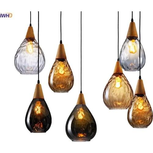 IWHD Loft Nordic Glass LED Pendant Light Fixtures Dinning Living Room Metal Glass Ball Hanging Lamp Pendant Lighting Luminaire