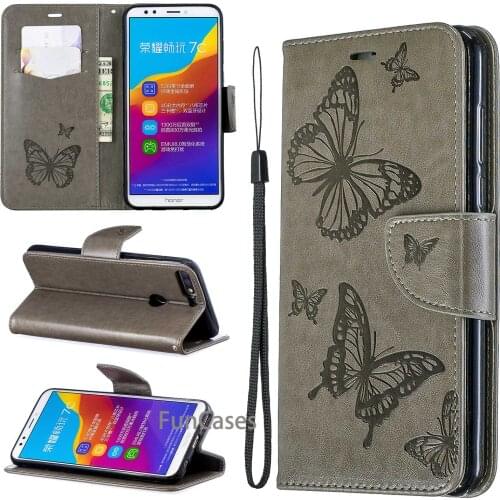 Leather Flip Case Cover For Huawei Honor 7C Soft Silicone Card Holder Wallet Luxury Phone Coque For Huawei Honor 7C Case Cover