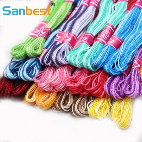 Sanbest Cross Stitch Embroidery Thread Crafts 24 Skeins 12 Colors Gradient Color Floss Sewing Thread Hand Knitting DIY TH00035