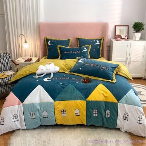 Hotsale Lovely Cartoon baby coral fleece Bedding Set flannel winter thick warmth double-sided quilt cover children Bedsheet 1.5m