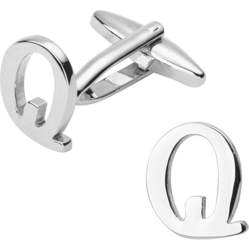 Fashionable man shirt cuff links glossy silvery letter Q cufflinks English letters cufflinks / 5 on packing/free shipping