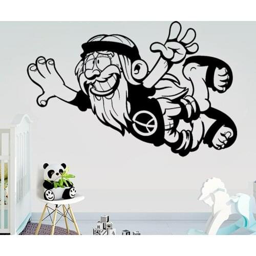 Cartoon The Elderly Nursery Vinyl Wall Decal Old Positive Hippie Peace Symbol Wall Sticker for Kids Room Decoration Mural Z317