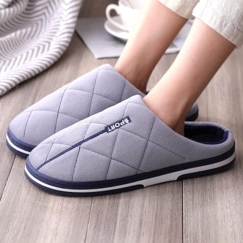 Mens Autumn and Winter Cotton Slippers, Extra-large Home Cotton Shoes, Warm and Thick Bottom