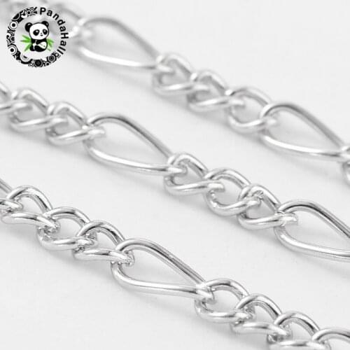 10m Unwelded Iron Handmade Mother-Son Chains for Necklace Jewelry Making Mother Link:3.5x7x1mm Son Link:3x4x0.83mm