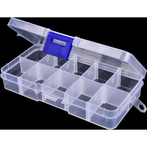 New Durable 10 Compartments Transparent Visible Plastic Fishing Tackle Box Fishing Lure Storage Box Case Fish Tool 12.8*6*2.3 cm