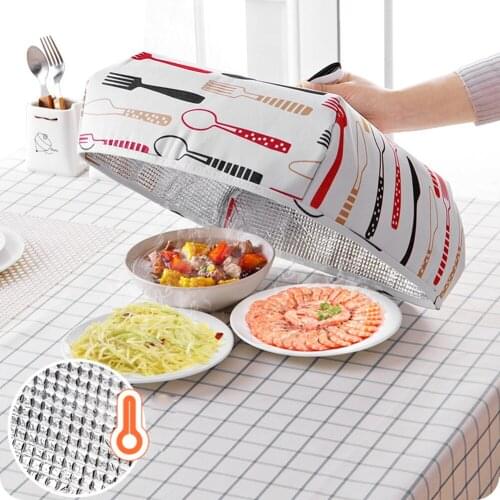 Food Warm Cover Multi-Function Dust Cover Kitchen Insulation Aluminum Foil Food Cover Folded Anti Mosquito Food Tent Cover
