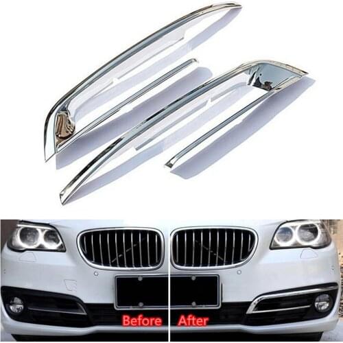 YAQUICKA Car Front Fog Light Lamp Frame Trim Sequins Chrome ABS For BMW 5 Series 520li 525li f18 2014 2015 Car-styling 2Pcs/set