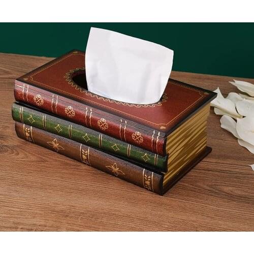 Retro Vintage Tissue Box Holder Wooden Bathroom Toilet Paper Facial Tissue Box Office Car Tissue Dispenser Home Decor